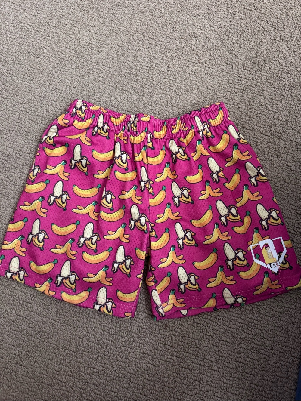 Bright Pink Banana-Print Pull-On Kids Shorts